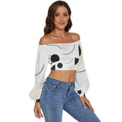 Long Sleeve Crinkled Weave Crop Top 