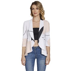 Women s 3/4 Sleeve Ruffle Edge Open Front Jacket 