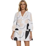 A Minimalist Pattern With Simple Lines And Shapes, Creating A Clean And Modern Aesthetic 05 V-Neck Placket Mini Dress