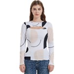 A Minimalist Pattern With Simple Lines And Shapes, Creating A Clean And Modern Aesthetic 05 Women s Cut Out Long Sleeve T-Shirt