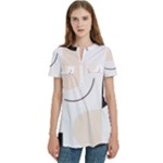 A Minimalist Pattern With Simple Lines And Shapes, Creating A Clean And Modern Aesthetic 05 Women s Zip Front V-Neck Short Sleeve Casual Top Pocket Shirt