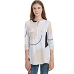 A Minimalist Pattern With Simple Lines And Shapes, Creating A Clean And Modern Aesthetic 05 Women s Zip Front V-Neck 3/4 Sleeve Casual Top Pocket Shirt