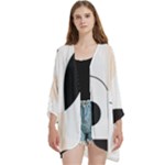 A Minimalist Pattern With Simple Lines And Shapes, Creating A Clean And Modern Aesthetic 05 Open Front 3/4 Sleeve Batwing Chiffon Cardigan Kimono