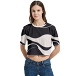 A Minimalist Pattern With Simple Lines And Shapes, Creating A Clean And Modern Aesthetic 06 Women s Round Neck Short Sleeve Crop Top