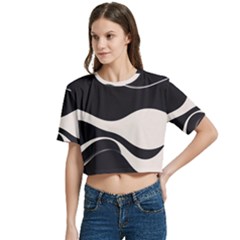 Women s Round Neck Short Sleeve Crop Top 