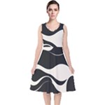 A Minimalist Pattern With Simple Lines And Shapes, Creating A Clean And Modern Aesthetic 06 V-Neck Midi Sleeveless Dress 