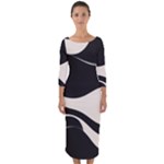 A Minimalist Pattern With Simple Lines And Shapes, Creating A Clean And Modern Aesthetic 06 Quarter Sleeve Midi Bodycon Dress