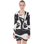 A Minimalist Pattern With Simple Lines And Shapes, Creating A Clean And Modern Aesthetic 06 V-neck Bodycon Long Sleeve Dress