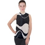 A Minimalist Pattern With Simple Lines And Shapes, Creating A Clean And Modern Aesthetic 06 Mock Neck Chiffon Sleeveless Top