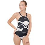 A Minimalist Pattern With Simple Lines And Shapes, Creating A Clean And Modern Aesthetic 06 High Neck One Piece Swimsuit