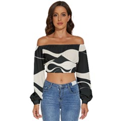 Long Sleeve Crinkled Weave Crop Top 