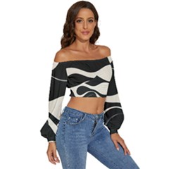 Long Sleeve Crinkled Weave Crop Top 