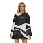 A Minimalist Pattern With Simple Lines And Shapes, Creating A Clean And Modern Aesthetic 06 Round Neck Long Sleeve Bohemian Style Chiffon Mini Dress