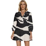 A Minimalist Pattern With Simple Lines And Shapes, Creating A Clean And Modern Aesthetic 06 V-Neck Placket Mini Dress