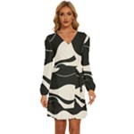 A Minimalist Pattern With Simple Lines And Shapes, Creating A Clean And Modern Aesthetic 06 Long Sleeve Waist Tie Ruffle Velvet Dress