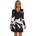 A Minimalist Pattern With Simple Lines And Shapes, Creating A Clean And Modern Aesthetic 06 Long Sleeve Deep V Mini Dress 