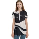 A Minimalist Pattern With Simple Lines And Shapes, Creating A Clean And Modern Aesthetic 06 Women s Zip Front V-Neck Short Sleeve Casual Top Pocket Shirt