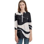 A Minimalist Pattern With Simple Lines And Shapes, Creating A Clean And Modern Aesthetic 06 Women s Zip Front V-Neck 3/4 Sleeve Casual Top Pocket Shirt