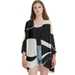 A Minimalist Pattern With Simple Lines And Shapes, Creating A Clean And Modern Aesthetic 06 Open Front 3/4 Sleeve Batwing Chiffon Cardigan Kimono