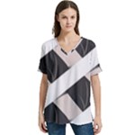 A Minimalist Pattern With Simple Lines And Shapes, Creating A Clean And Modern Aesthetic 07 V-Neck Split Shoulder Casual T-Shirt