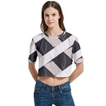 A Minimalist Pattern With Simple Lines And Shapes, Creating A Clean And Modern Aesthetic 07 Women s Round Neck Short Sleeve Crop Top