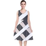 A Minimalist Pattern With Simple Lines And Shapes, Creating A Clean And Modern Aesthetic 07 V-Neck Midi Sleeveless Dress 