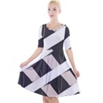 A Minimalist Pattern With Simple Lines And Shapes, Creating A Clean And Modern Aesthetic 07 Quarter Sleeve A-Line Dress