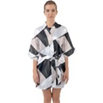 A Minimalist Pattern With Simple Lines And Shapes, Creating A Clean And Modern Aesthetic 07 Half Sleeve Satin Kimono 