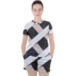 A Minimalist Pattern With Simple Lines And Shapes, Creating A Clean And Modern Aesthetic 07 Women s T-Shirt and Shorts Set