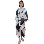 A Minimalist Pattern With Simple Lines And Shapes, Creating A Clean And Modern Aesthetic 07 Maxi Satin Kimono