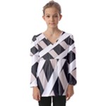 A Minimalist Pattern With Simple Lines And Shapes, Creating A Clean And Modern Aesthetic 07 Kids  V Neck Casual Top