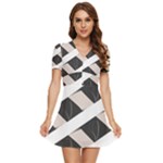 A Minimalist Pattern With Simple Lines And Shapes, Creating A Clean And Modern Aesthetic 07 V-Neck High Waist Chiffon Mini Dress