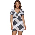 A Minimalist Pattern With Simple Lines And Shapes, Creating A Clean And Modern Aesthetic 07 Low Cut Cap Sleeve Mini Dress