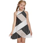 A Minimalist Pattern With Simple Lines And Shapes, Creating A Clean And Modern Aesthetic 07 Kids  Halter Collar Waist Tie Chiffon Dress