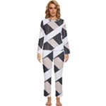 A Minimalist Pattern With Simple Lines And Shapes, Creating A Clean And Modern Aesthetic 07 Womens  Long Sleeve Lightweight Pajamas Set