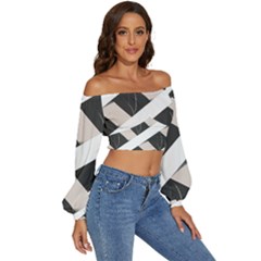 Long Sleeve Crinkled Weave Crop Top 