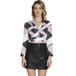 A Minimalist Pattern With Simple Lines And Shapes, Creating A Clean And Modern Aesthetic 07 Long Sleeve Tie Back Satin Wrap Top