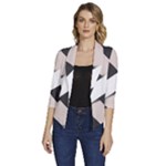 A Minimalist Pattern With Simple Lines And Shapes, Creating A Clean And Modern Aesthetic 07 Women s Draped Front 3/4 Sleeve Shawl Collar Jacket