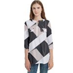 A Minimalist Pattern With Simple Lines And Shapes, Creating A Clean And Modern Aesthetic 07 Women s Zip Front V-Neck 3/4 Sleeve Casual Top Pocket Shirt