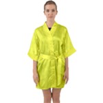 Brite Yellow Diamond Squares Half Sleeve Satin Kimono 