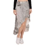 Wall With Cracked White Paint Texture Asymmetrical Ruffle Hem Skirt 