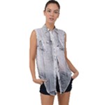 Wall With Cracked White Paint Texture Sleeveless Chiffon Button Shirt