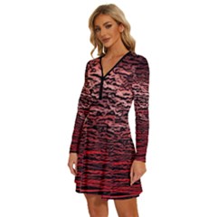 Long Sleeve Deep V Mini Dress  