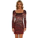 River Roots Long Sleeve Square Neck Bodycon Velvet Dress