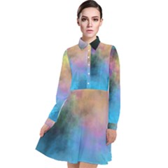 Long Sleeve Chiffon Shirt Dress 