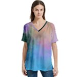 Smokescreen V-Neck Split Shoulder Casual T-Shirt