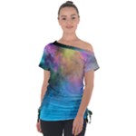 Smokescreen Off Shoulder Tie-Up T-Shirt