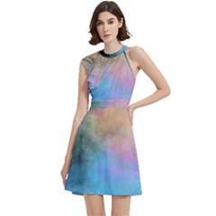 Cocktail Party Halter Sleeveless Dress With Pockets 