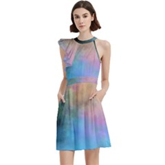 Cocktail Party Halter Sleeveless Dress With Pockets 