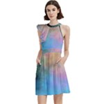 Smokescreen Cocktail Party Halter Sleeveless Dress With Pockets